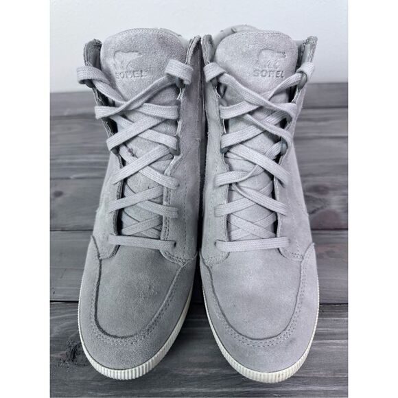 Sorel Women's Out 'N About Gray Suede Wedge Sneaker Bootie Size 10 - Picture 3 of 10